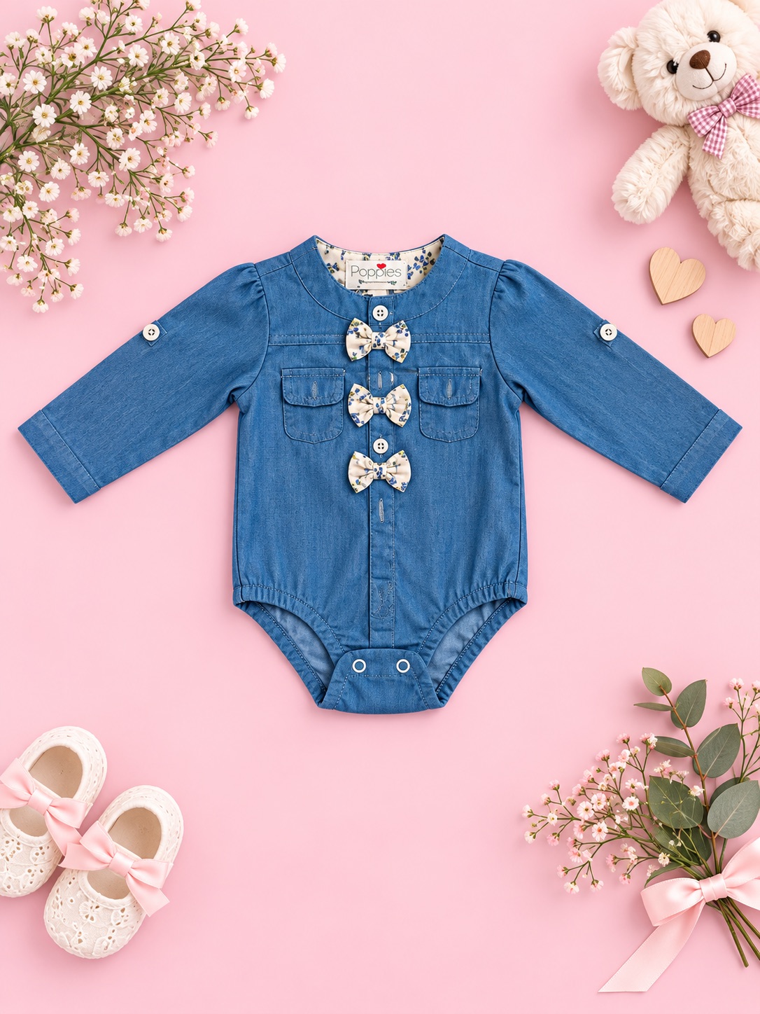 Blush Blossom Denim Romper