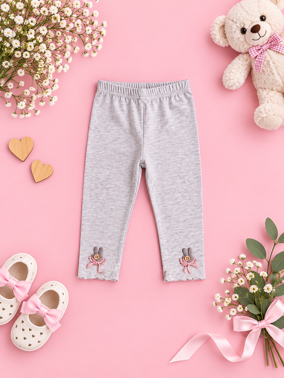 Rosy Bunny Bow Leggings
