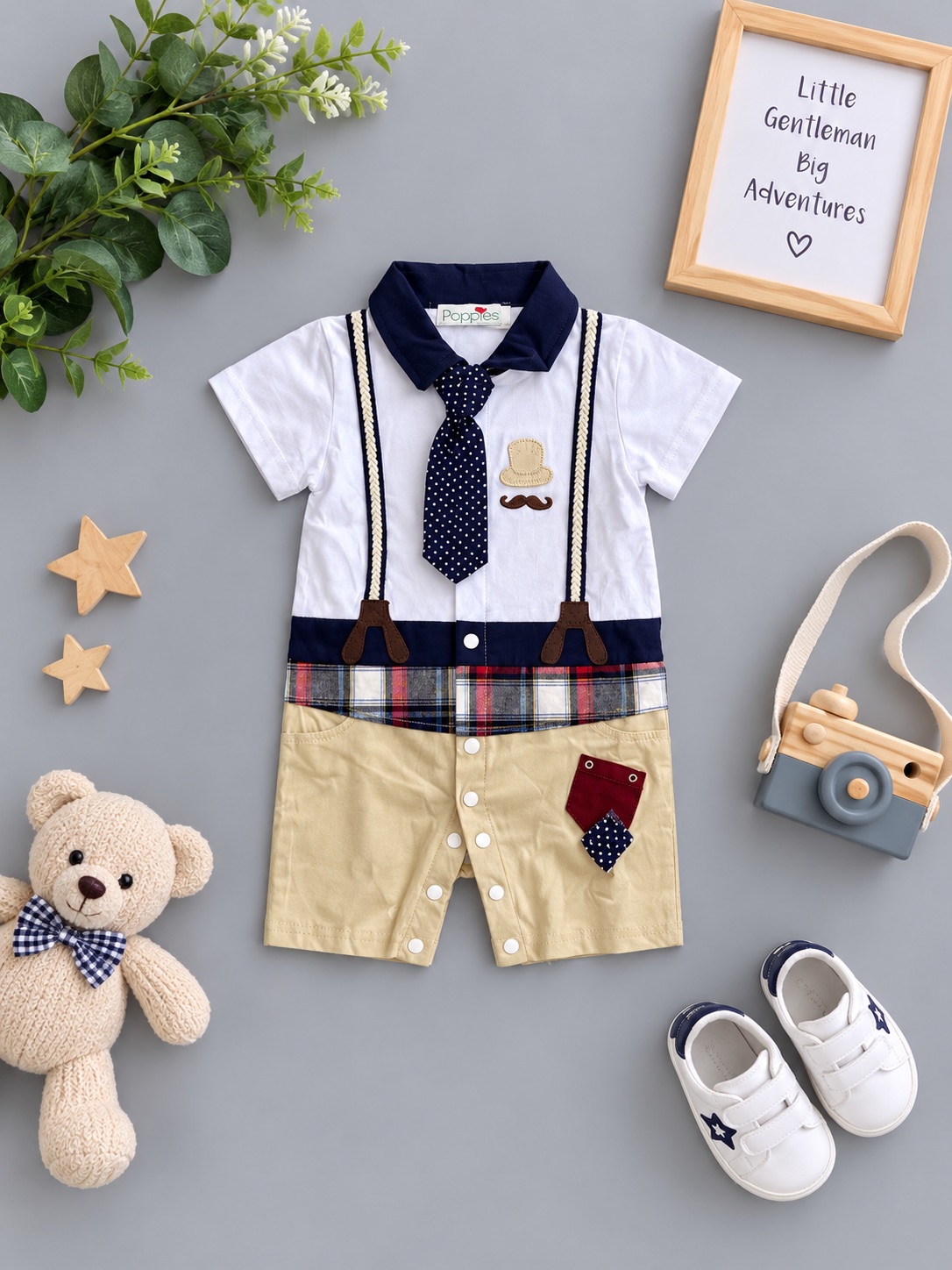 Little Gentleman Suspender Romper