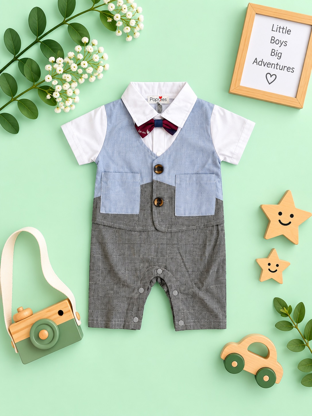 Little Gentleman’s Classic Bow Romper