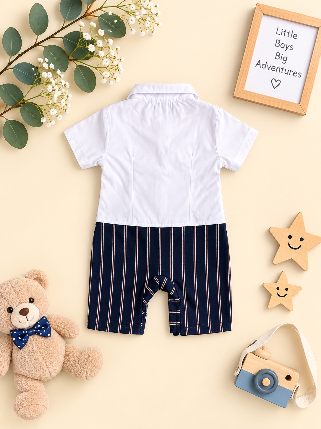 Little Gentleman Navy Striped Romper — photo 2