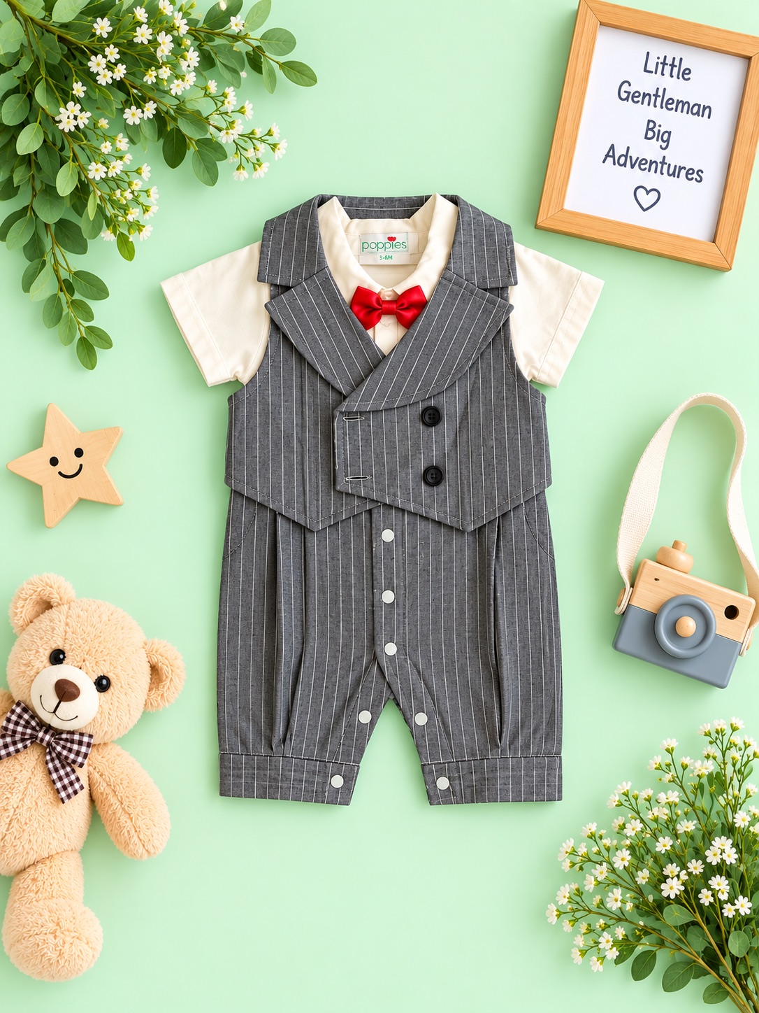 Little Gentleman Pinstripe Romper