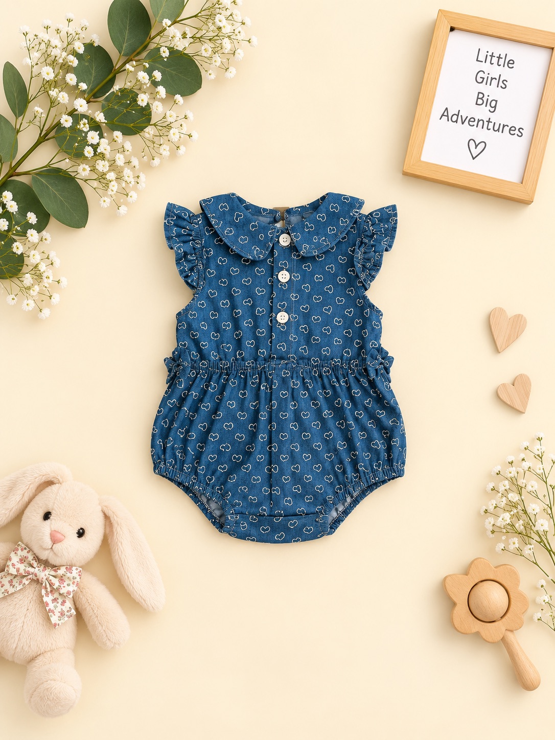 Denim Heart Flutter Romper — photo 2