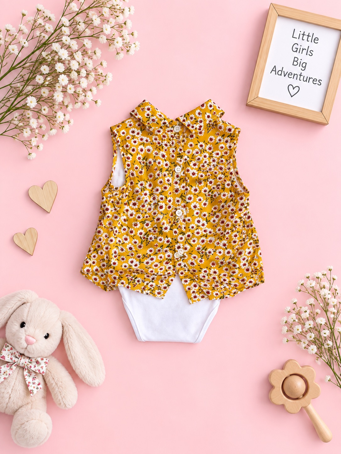 Mustard Daisy Bow Romper — photo 2