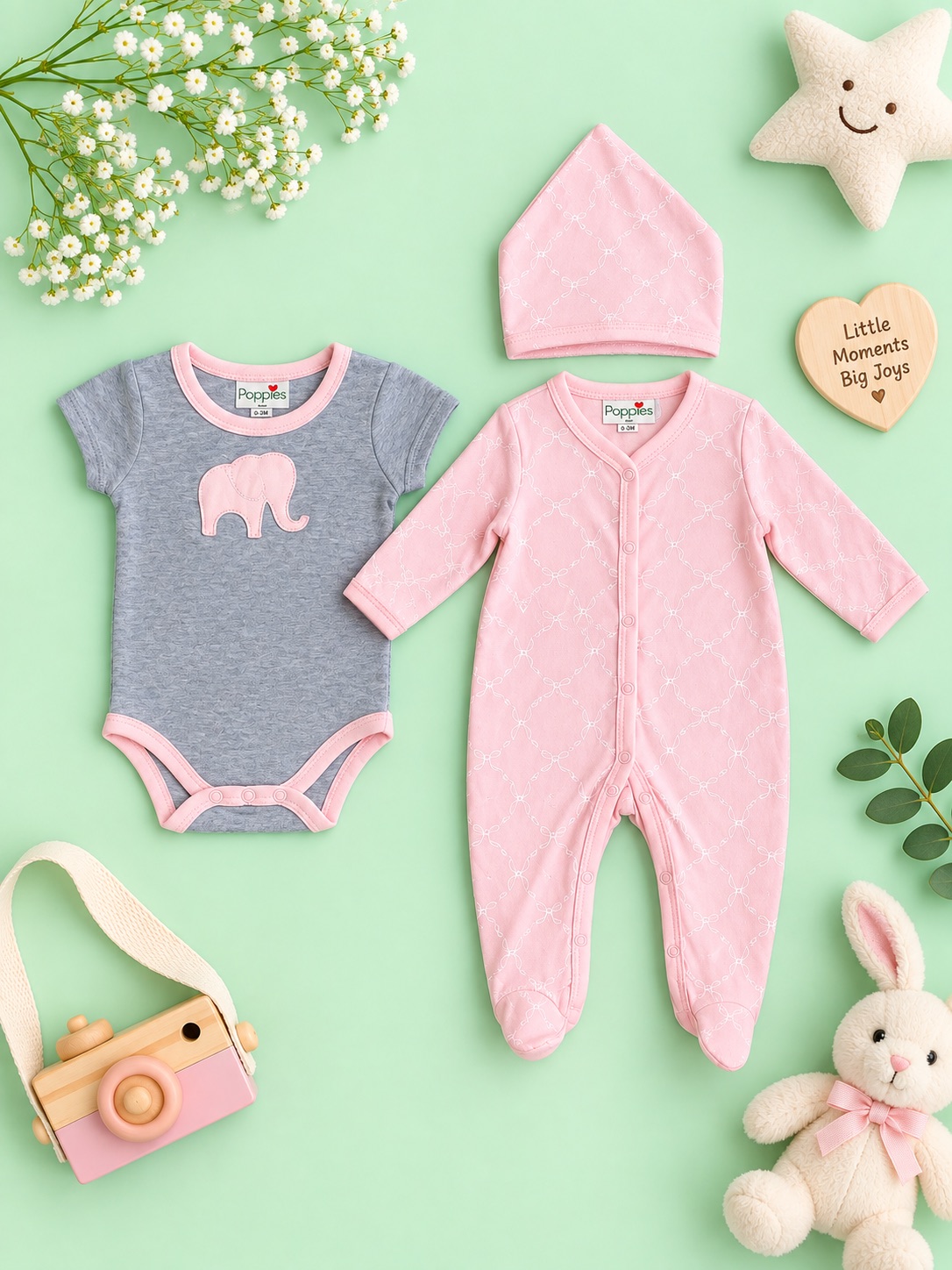 Pink Bow Baby 3-Piece Set