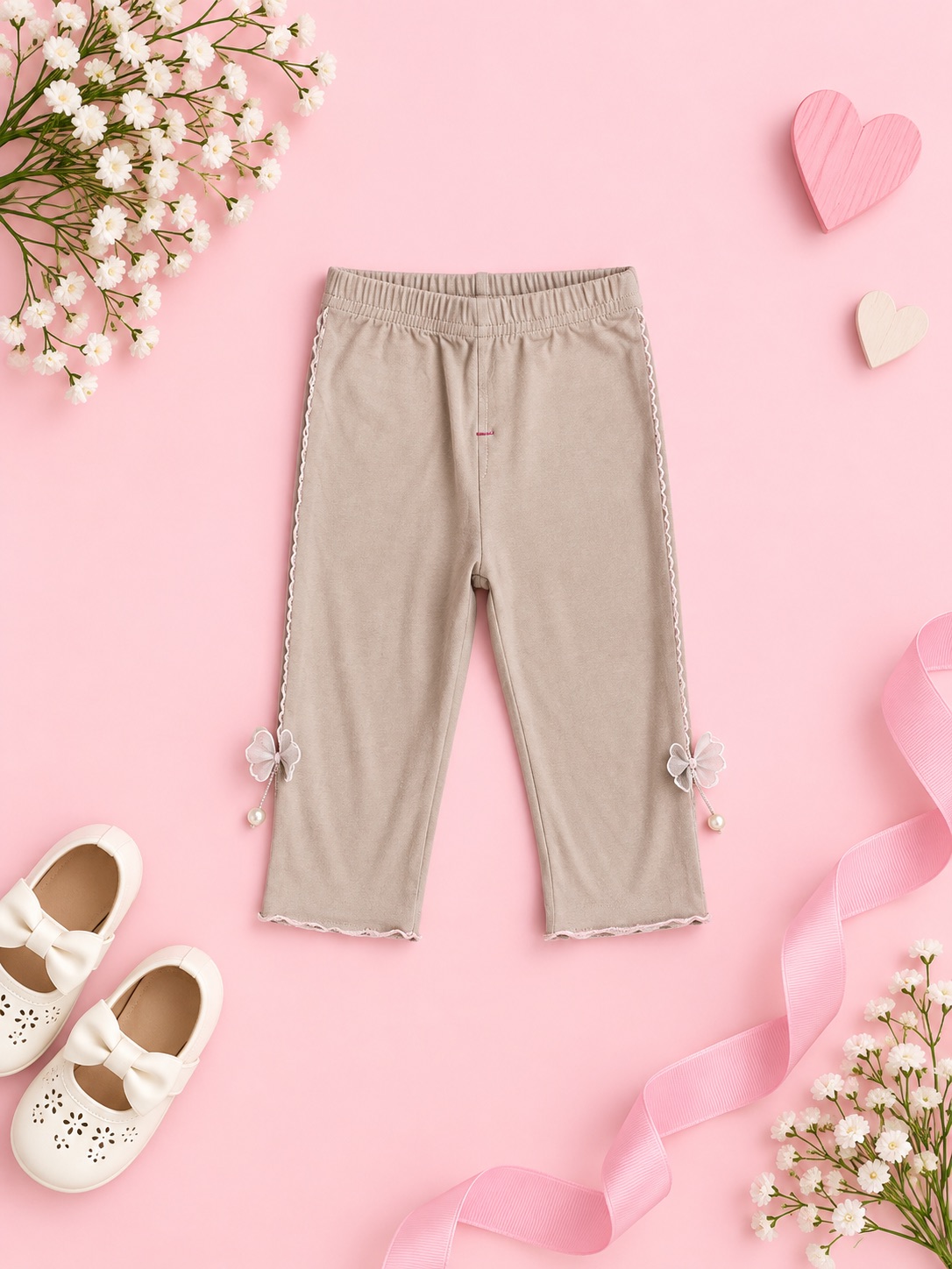 Blush Beige Pearl Butterfly Leggings