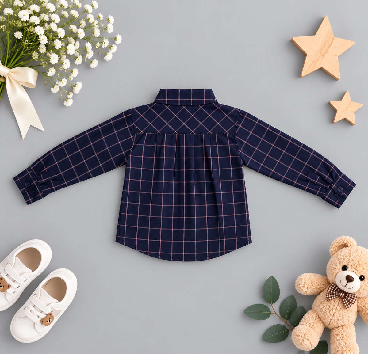 Little Explorer Navy Plaid Shirt — photo 2