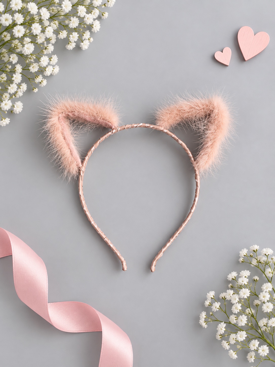 Rosy Fluffy Cat-Ear Headband