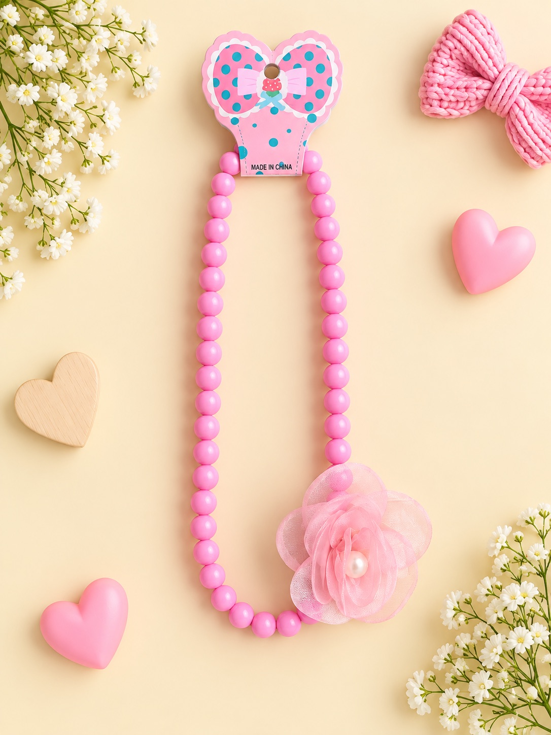 Pink Charm Beaded Necklace