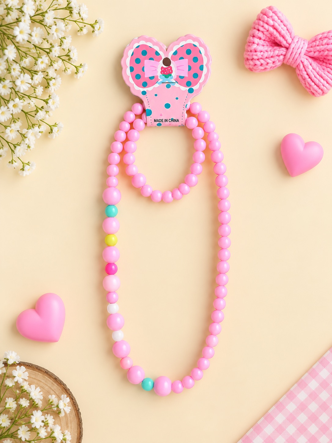Pink Charm Beaded Necklace — photo 2