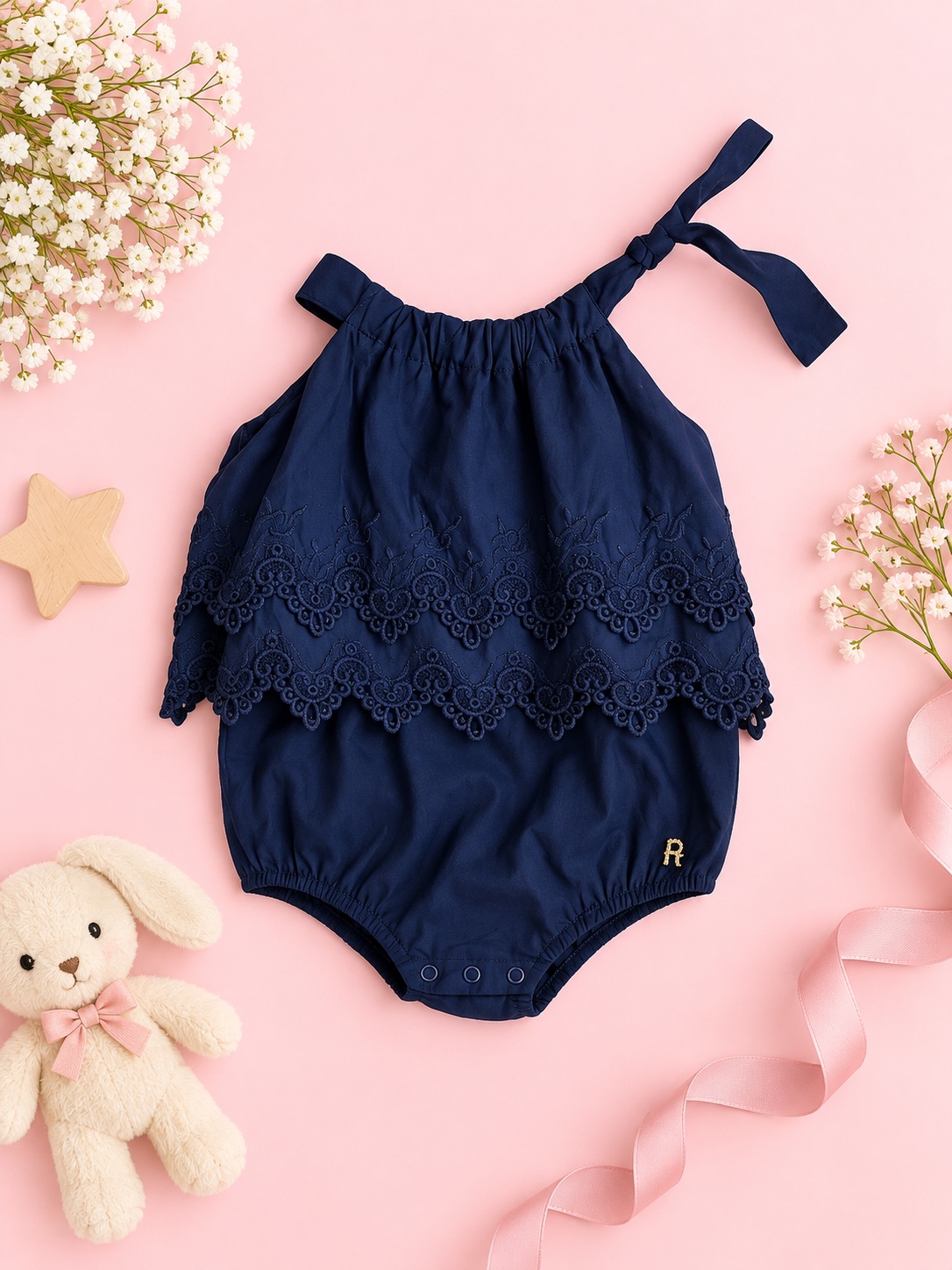 Midnight Lace Baby Romper