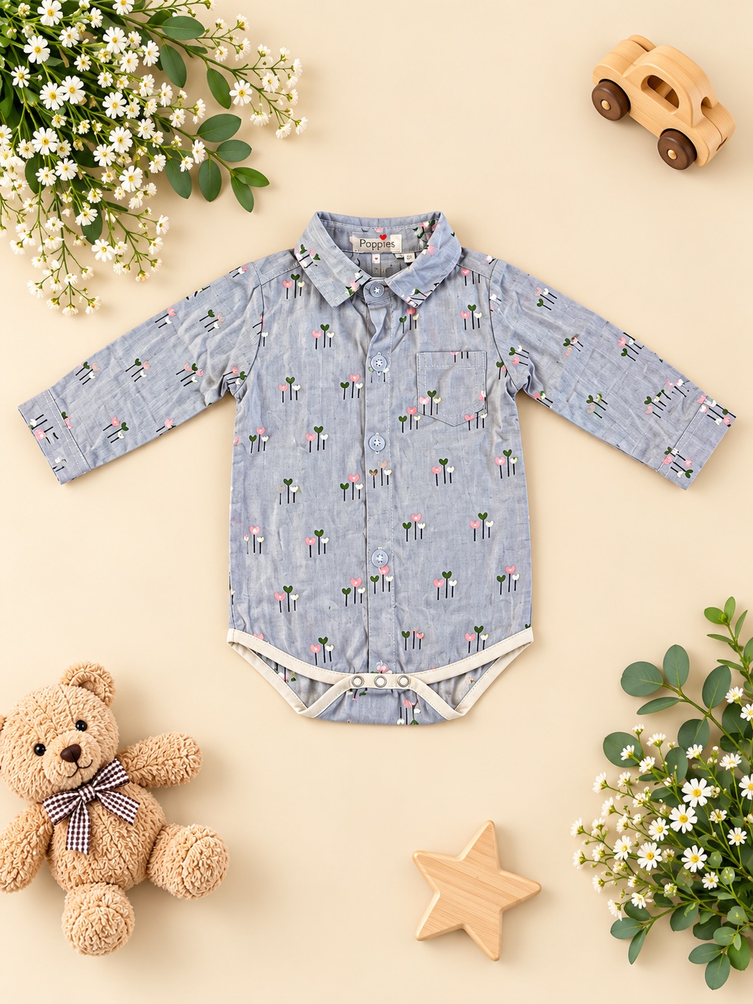 Little Bloom Print Shirt Romper