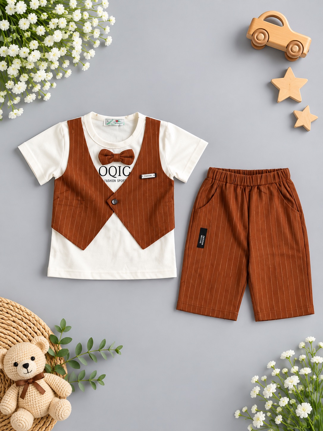 Little Gentleman Rust Pinstripe Set