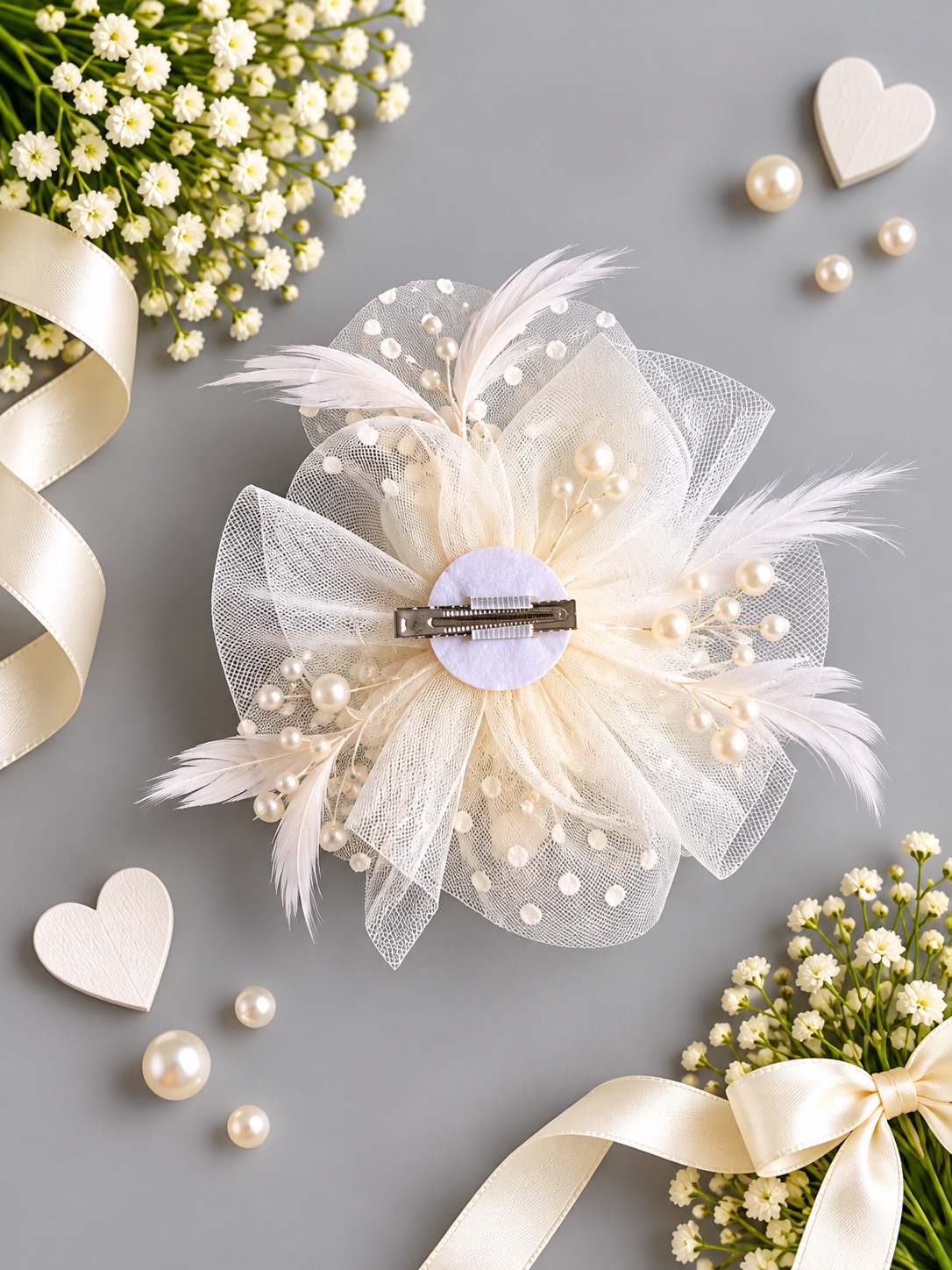 Pearl Blossom Feather Fascinator — photo 2
