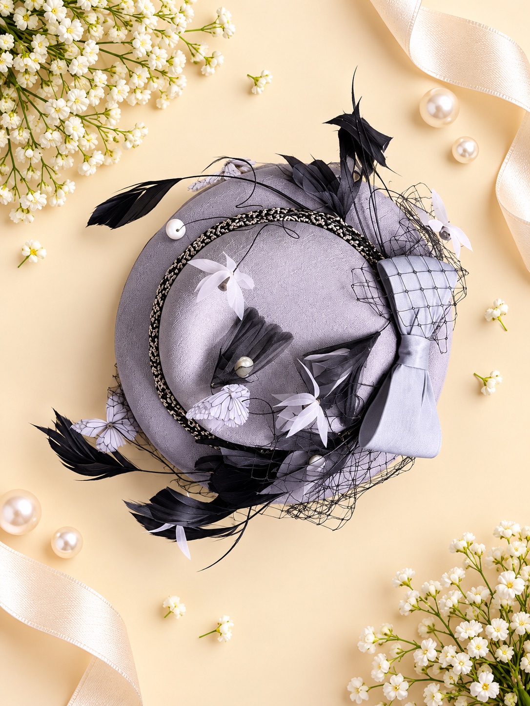 Lavender Noir Feather Fascinator