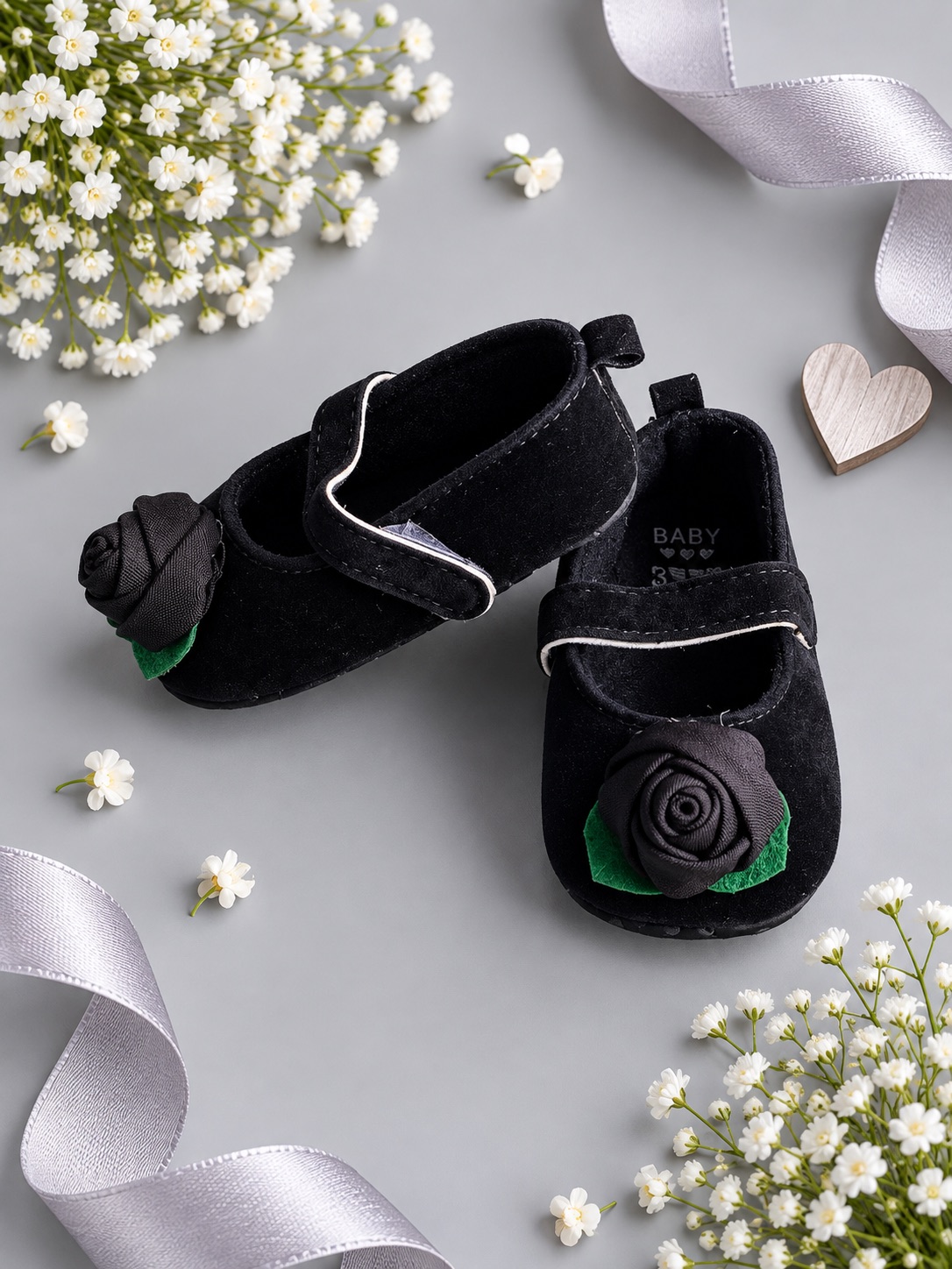 Black Rose Charm Baby Shoes — photo 2