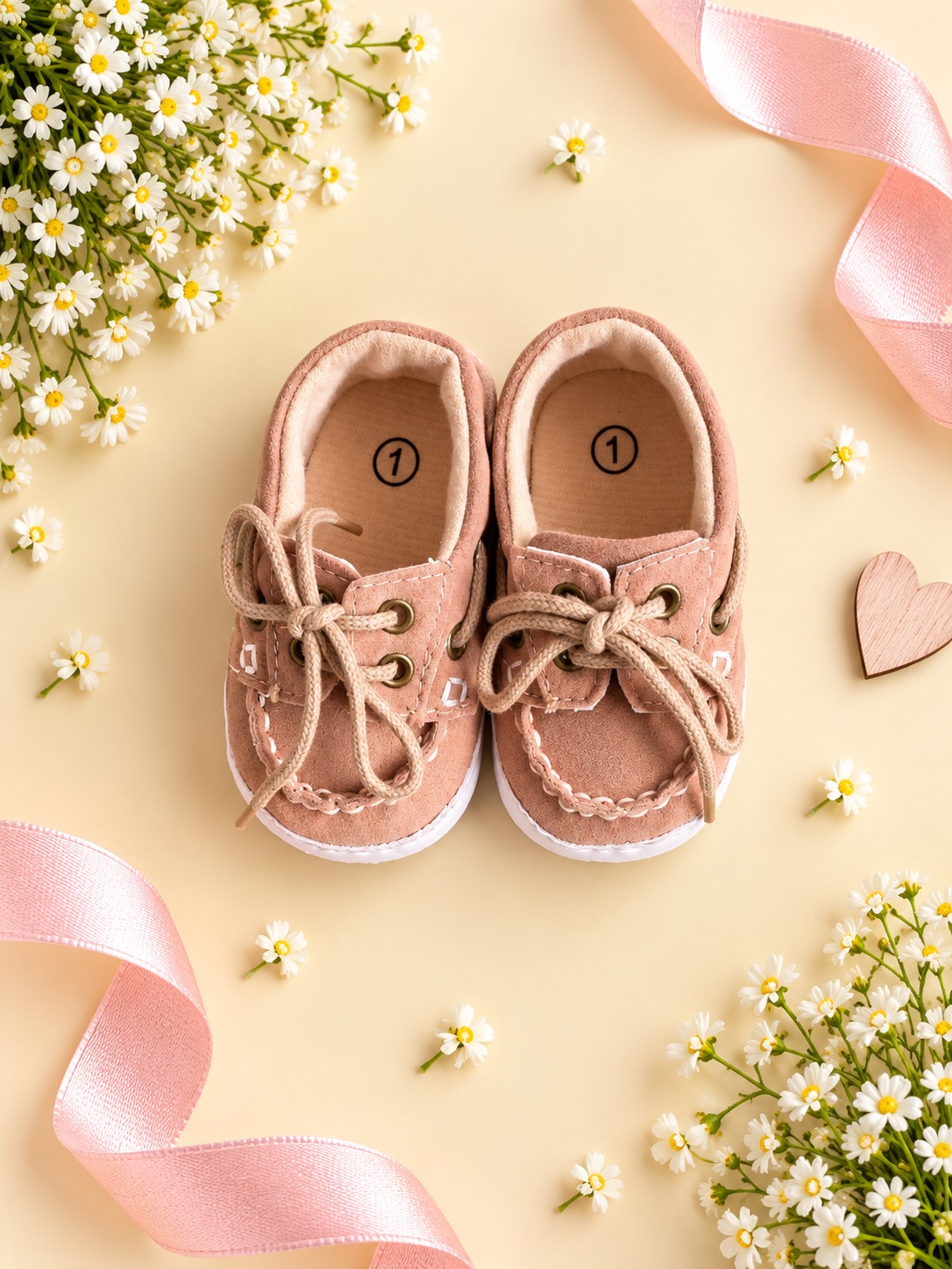 Blush Blossom Lace-Up Baby Shoes