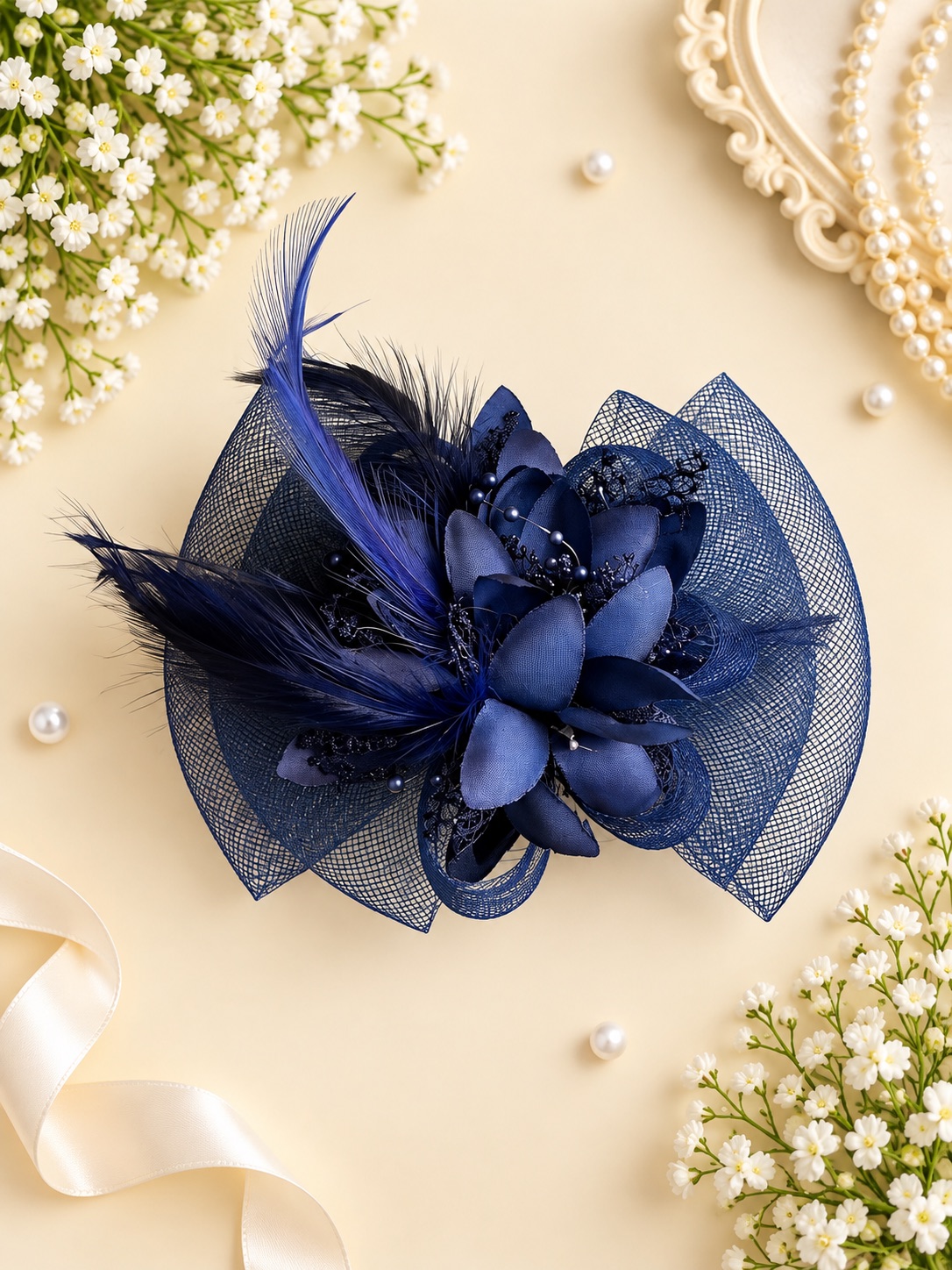 Midnight Blue Feather Fascinator