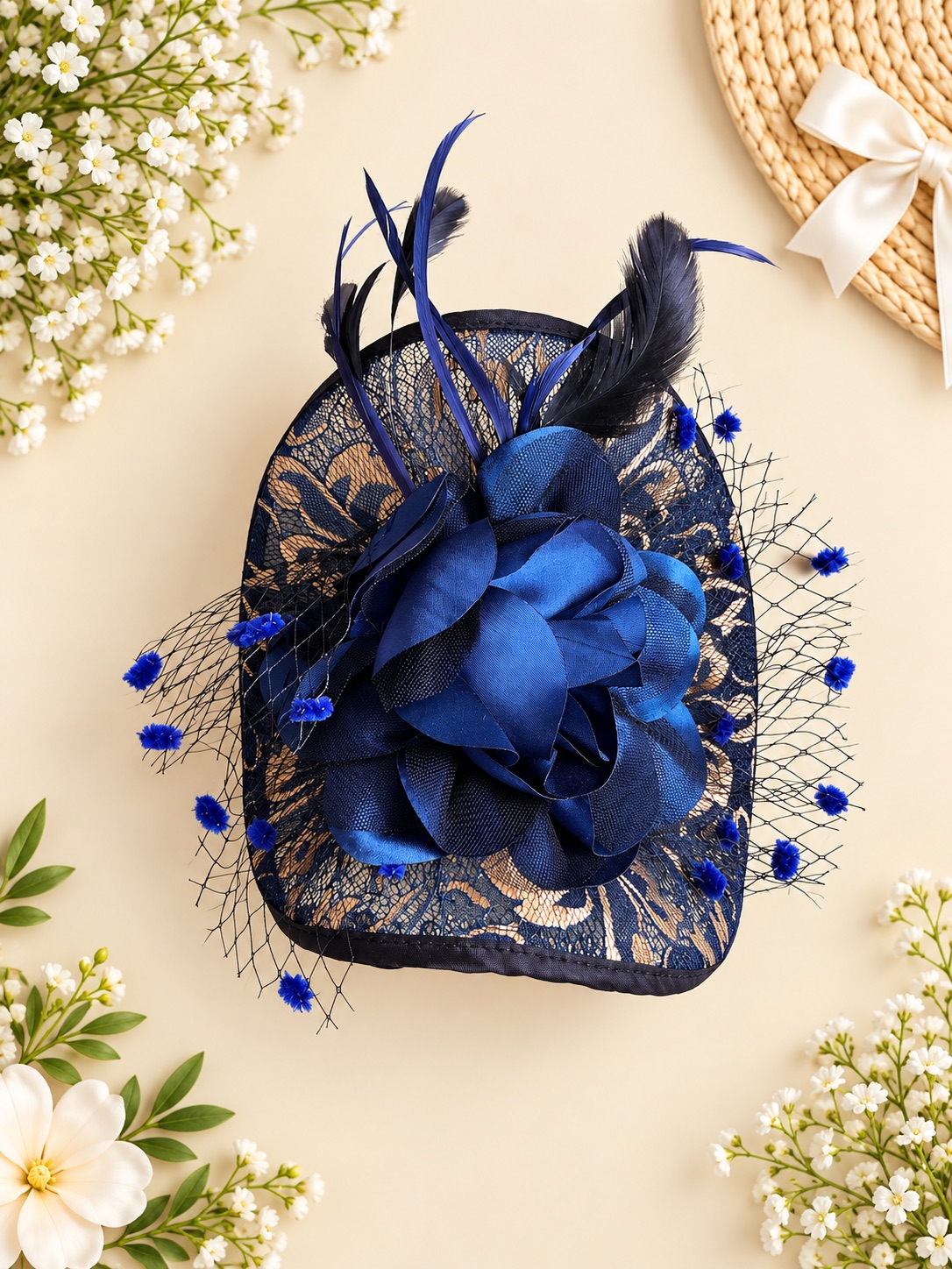 Royal Sapphire Feather Fascinator