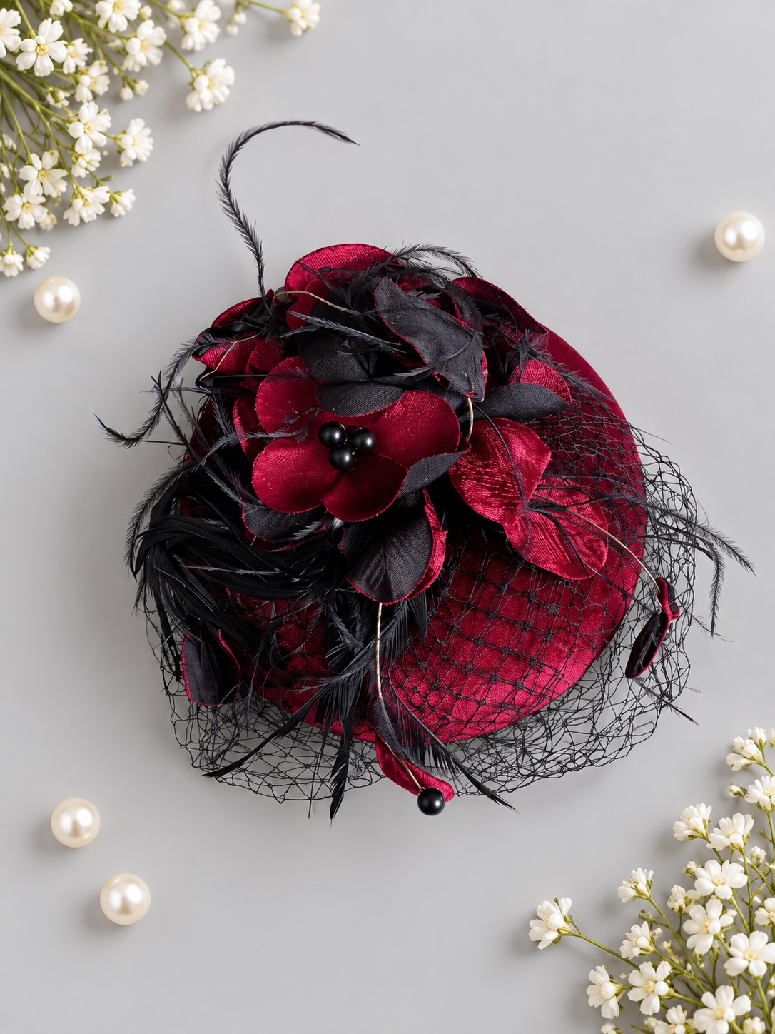 Ruby Noir Feather Fascinator