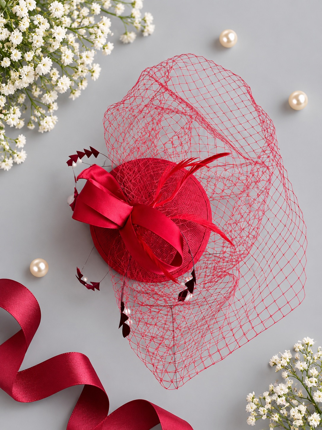 Ruby Veil Fascinator