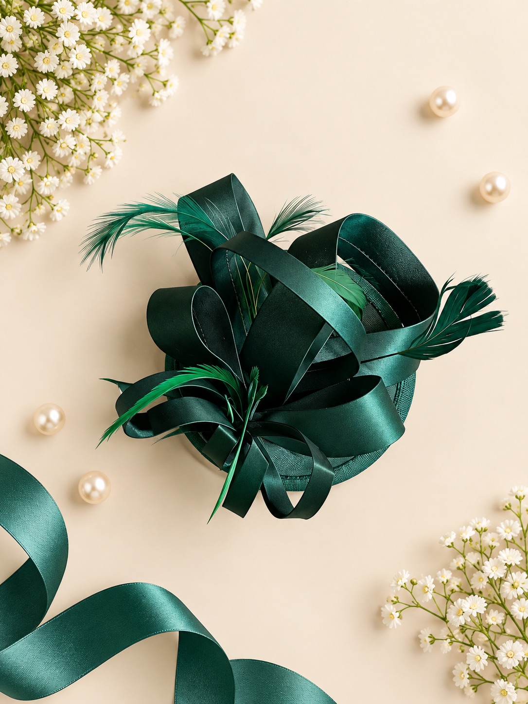 Emerald Feather Luxe Fascinator clip
