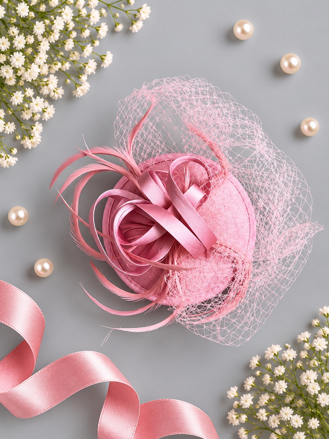 Blush Rose Veil Fascinator