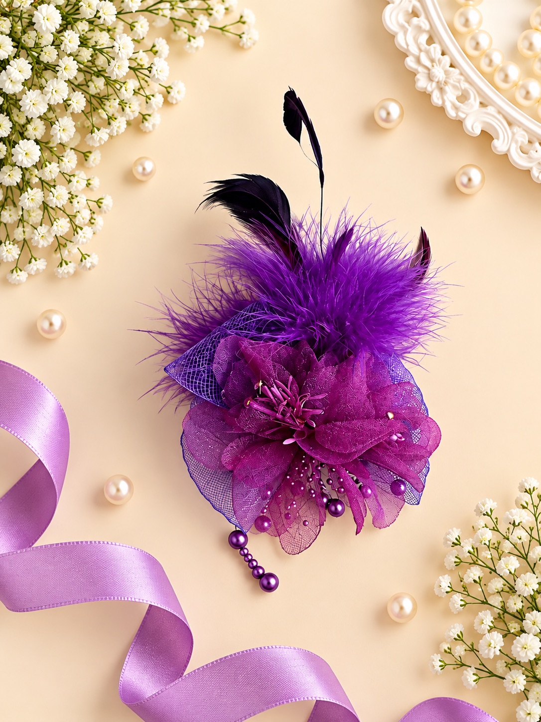 Royal Purple Feather Fascinator