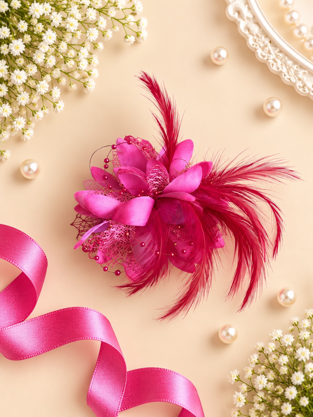 Ruby Rose Feather Fascinator