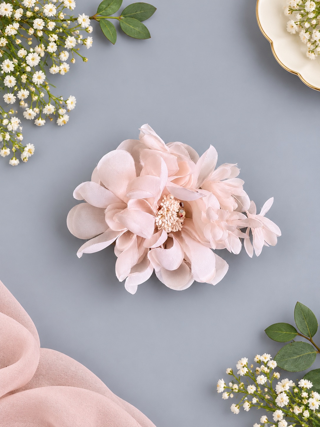 Blush Blossom Floral Fascinator Clip