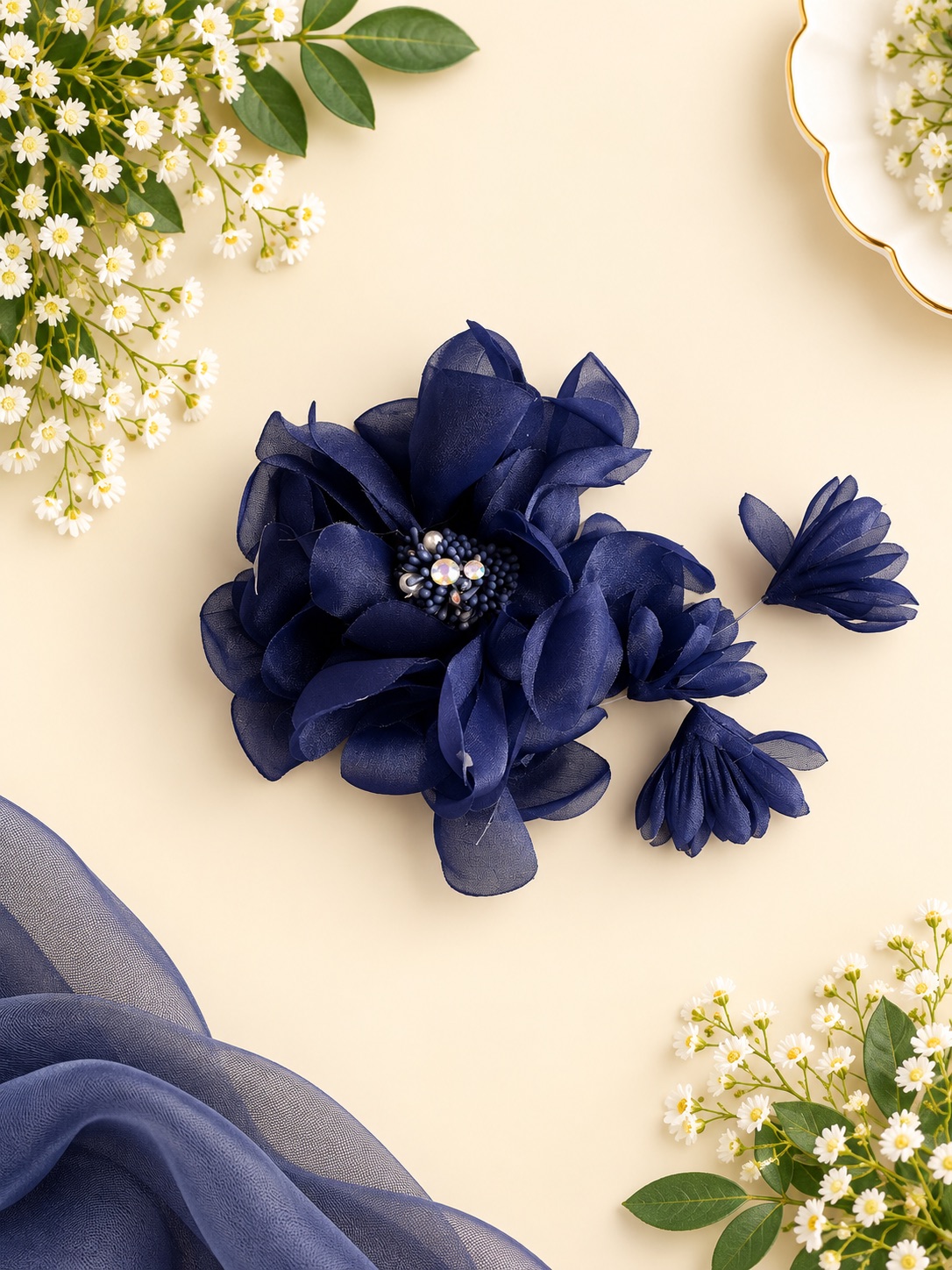 Midnight Navy Blossom Fascinator