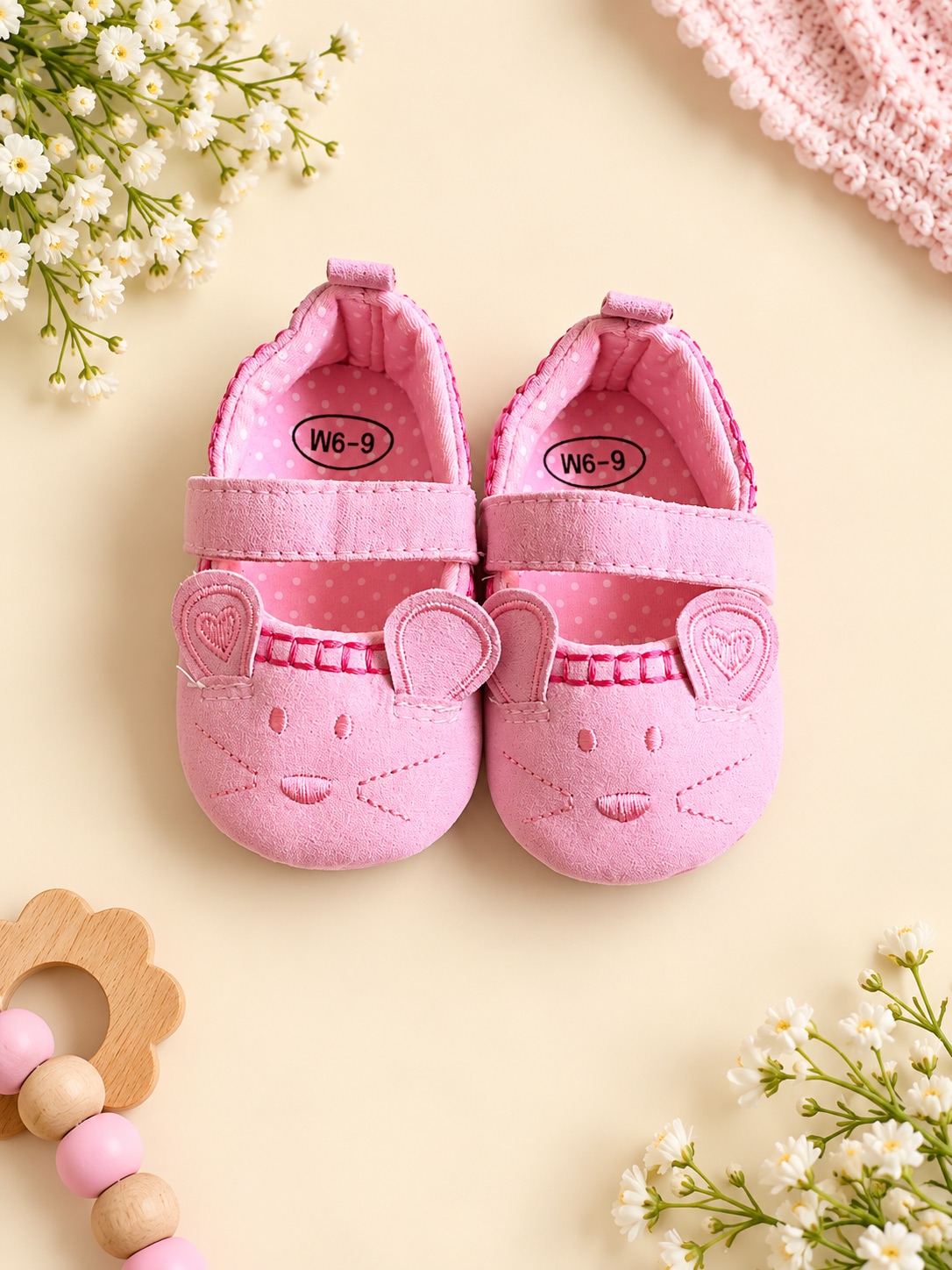 Pink Bunny Baby Booties