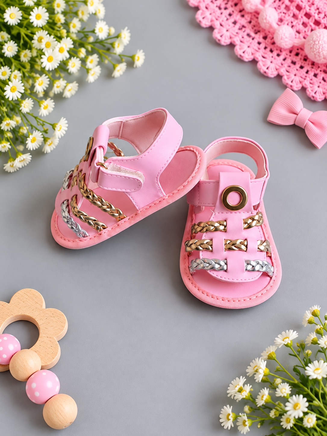 Pink Luxe Chain Baby Sandals — photo 2