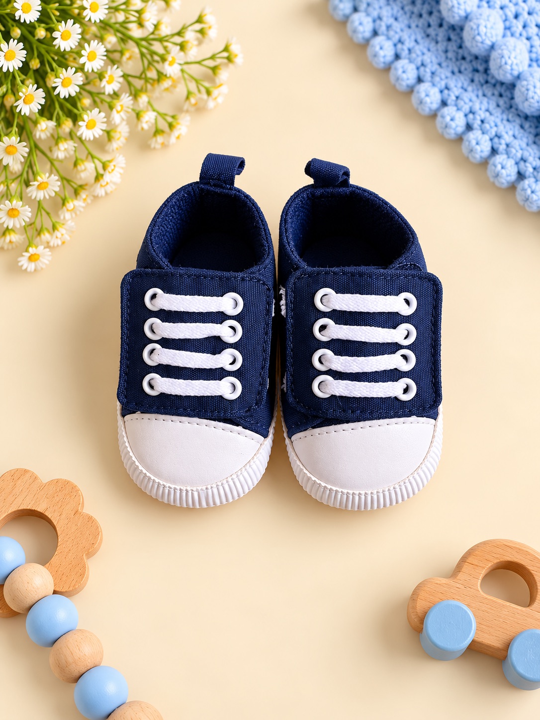 Little Navy Lace-Up Sneakers